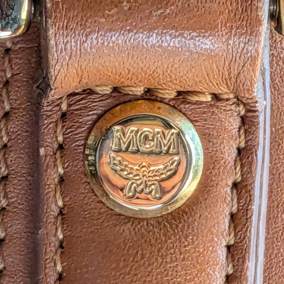 MCM Brown and Tan Logo Satchel - Picture 4 of 11